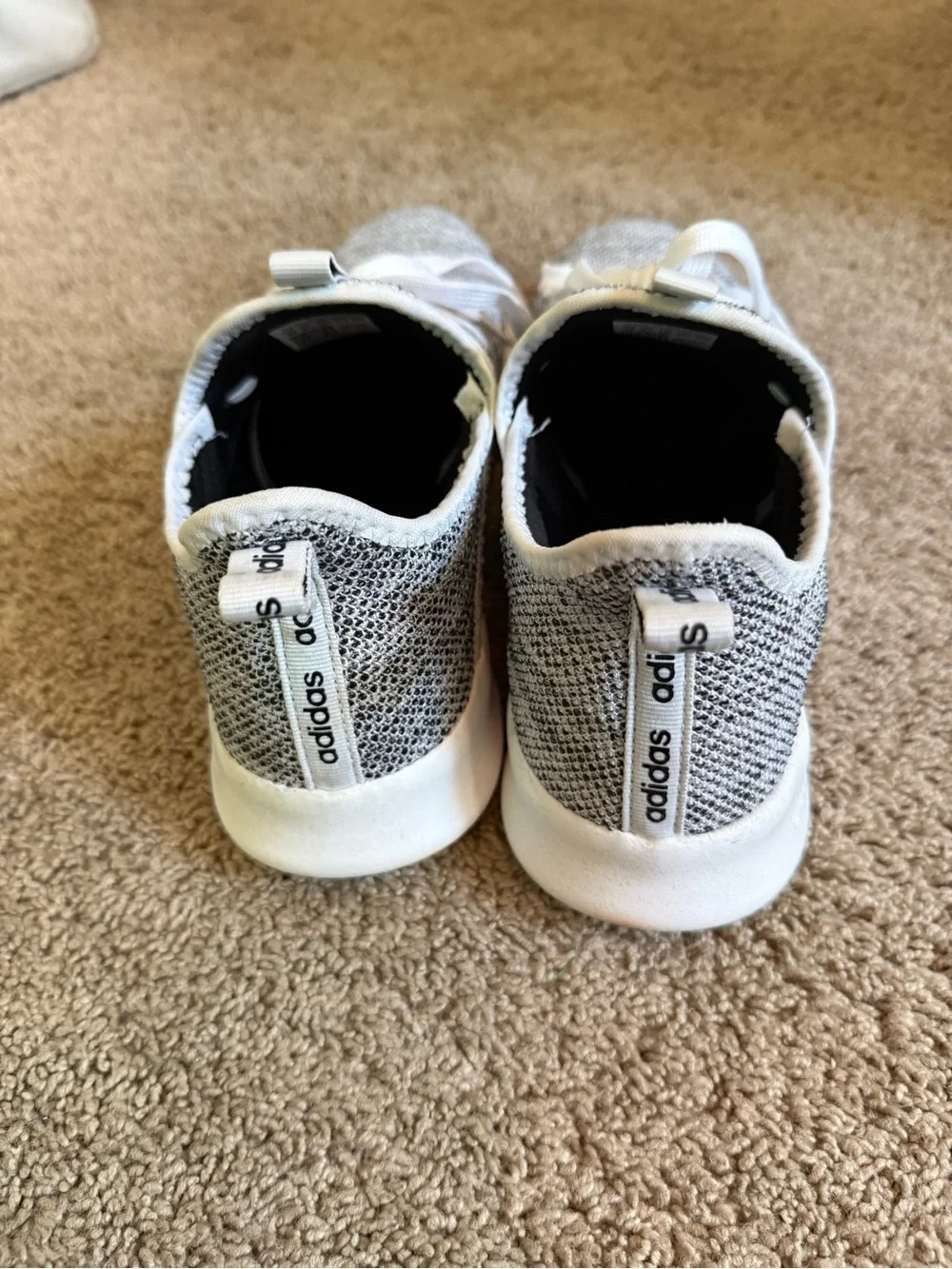 adidas Women’s Gray and White Knit Lightweight Athletic Sneakers